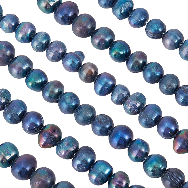 

PandaHall Beebeecraft 2 Strands Natural Cultured Freshwater Pearl Beads Strands, Dyed, Potato, Dark Slate Blue, 6~8x7~8.5mm, Hole: 0.5mm...