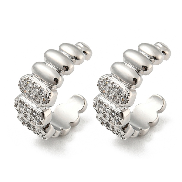 

PandaHall Brass Micro Pave Cubic Zirconia Oval Cuff Earrings, Long-Lasting Plated, Cadmium Free & Lead Free, Platinum, 15.5x6.5mm Cubic...