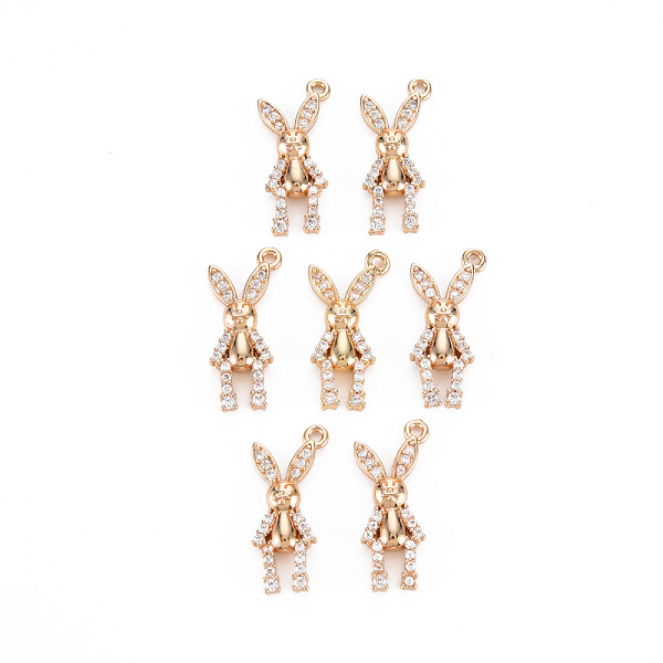 

PandaHall Rack Plating Brass Micro Pave Clear Cubic Zirconia Pendants, Long-Lasting Plated, Cadmium Free & Lead Free, Rabbit, Light Gold...