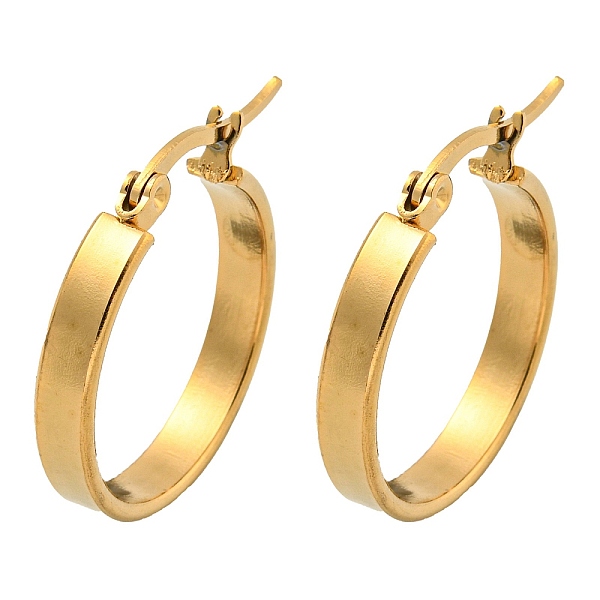 

PandaHall Vacuum Plating 202 Stainless Steel Hoop Earring, with 304 Stainless Steel Pins for Women, Golden, 21.5x3.5mm 202 Stainless Steel