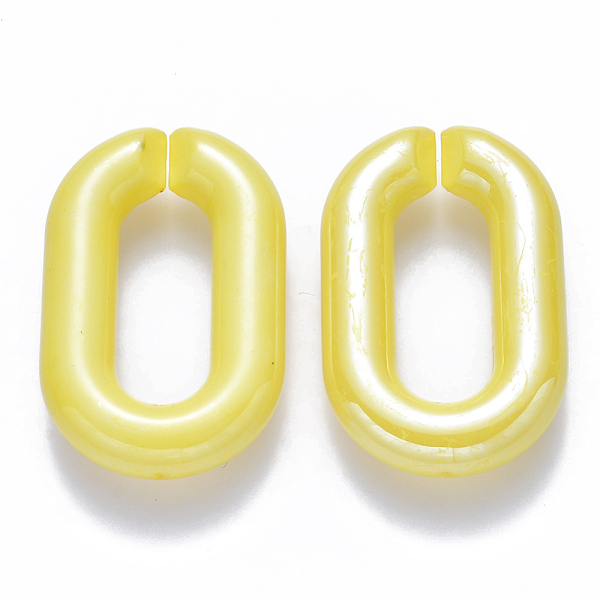 

PandaHall Opaque Acrylic Linking Rings, Quick Link Connectors, for Cable Chains Making, Pearlized, Oval, Yellow, 31x19.5x5.5mm, Inner...