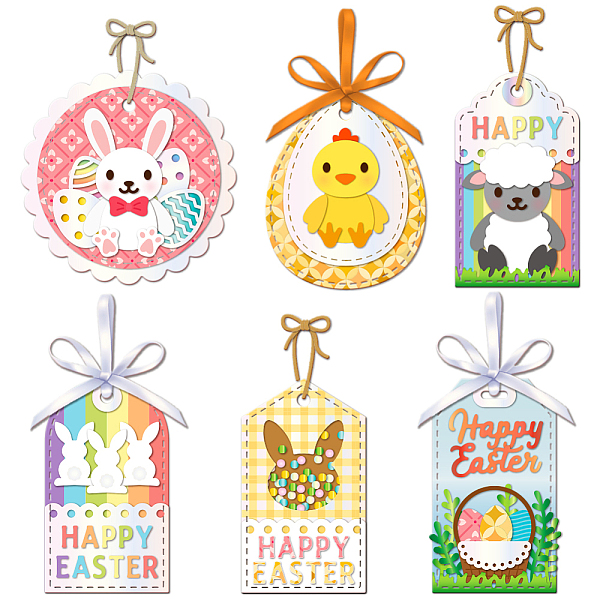 

PandaHall GLOBLELAND Easter Animals Labels Cutting Dies for Card Making Metal Easter Label Frame Die Cuts Cutting Dies Templates for...