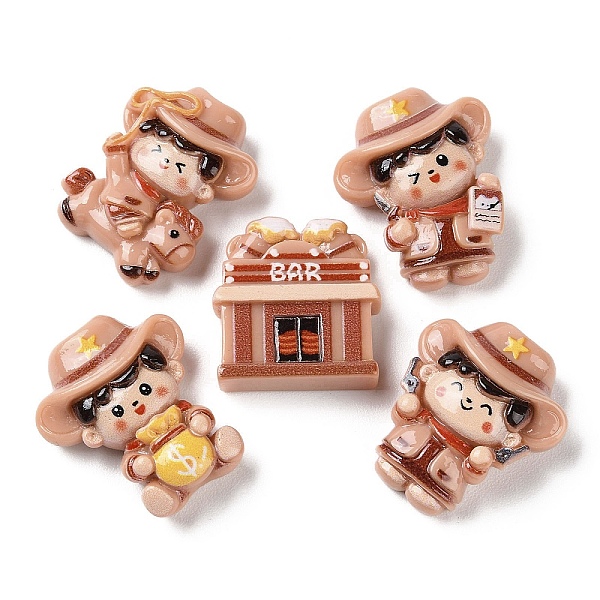 PandaHall Opaque Resin Cabochons, Cowboy, Mixed Shapes, 23~27.5x21~23x7~10mm Resin Mixed Shapes PandaHall Opaque Resin Cabochons, Cowboy, Mixed Shapes, 23~27.5x21~23x7~10mm Resin Mixed Shapes