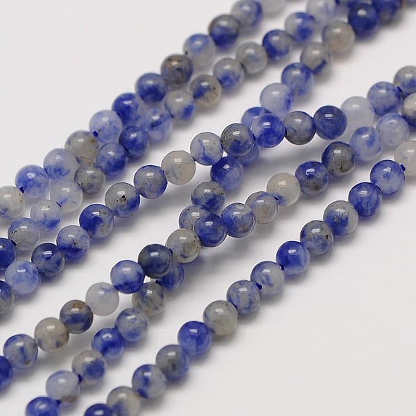 

PandaHall Natural Gemstone Blue Spot Jasper Round Beads Strands, 3mm, Hole: 0.8mm, about 126pcs/strand, 16 inch Blue Spot Jasper Round