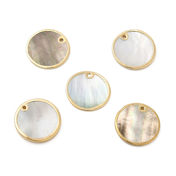 

PandaHall Natural Black Lip Shell Pendants, with Brass Findings, Flat Round Charms, Light Gold, 20~21x20~21x1~2mm, Hole: 1.4~1.5mm Black Lip...