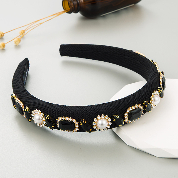 Baroque Glass Rhinestone Pearl Cloth Hair Bands