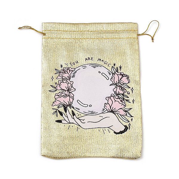 

PandaHall Rectangle Polyester Bags with Nylon Cord, Drawstring Pouches, for Gift Wrapping, Gold, Round, 177~182x127~135x1mm Polyester Round...