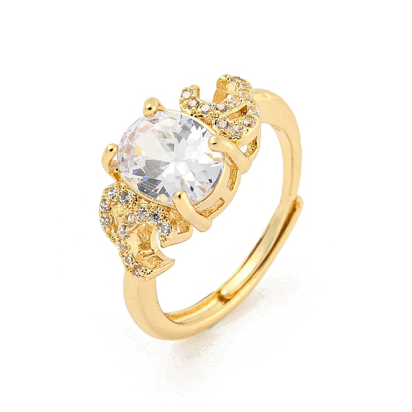 

PandaHall Oval Brass Micro Pave Clear Cubic Zirconia Adjustable Rings, Long-Lasting Plated, Golden, US Size 7 1/4(17.5mm) Brass+Cubic...