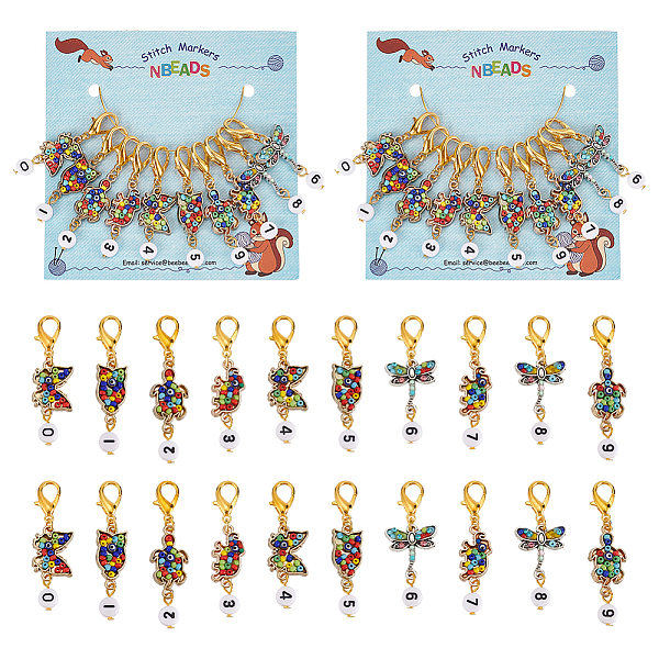 

PandaHall Alloy Enamel Animal with Random Number Pendant Locking Stitch Markers, Zinc Alloy Lobster Claw Clasps Stitch Marker...