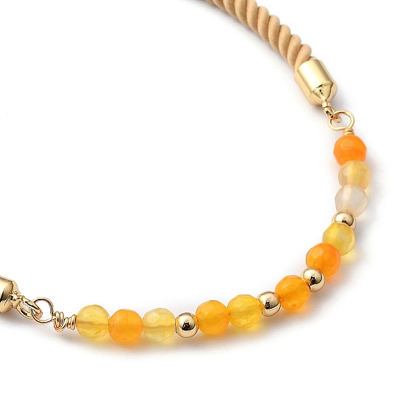 

PandaHall Adjustable Slider Bracelets, Nylon Cord Bracelets, with Natural Agate Beads and Brass Beads, Golden, Inner Diameter: 3/4...
