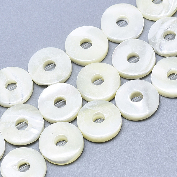 

PandaHall Natural Trochid Shell/Trochus Shell Beads, Donut/Pi Disc, 15x4mm, Hole: 0.8mm Trochus Shell Donut