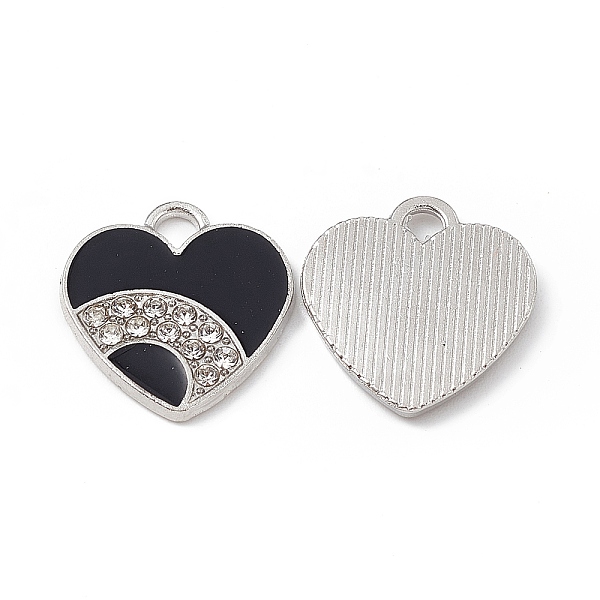 

PandaHall Alloy Crystal Rhinestone Pendants, with Enamel, Heart Charms, Platinum, 18x17x1.5mm, Hole: 3x2.5mm Alloy Rhinestone+Enamel Heart..., Black