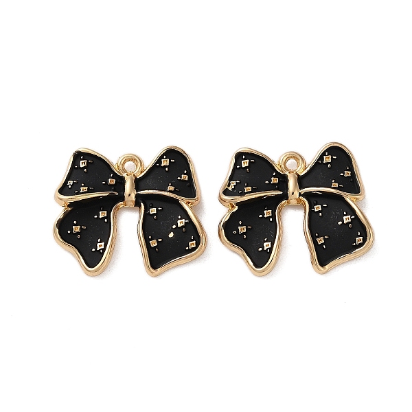 

PandaHall Alloy Enamel Pendants, Cadmium Free & Nickel Free & Lead Free, Bowknot, Black, 19x21x4mm, Hole: 1.4mm Alloy Bowknot Black