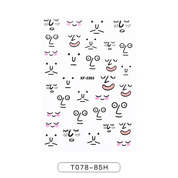 

PandaHall Nail Decals Stickers, Abstract Lady Face Cartoon Facial Expression Self-adhesive Nail Art Supplies, for Woman Girls DIY Manicure..., Pink