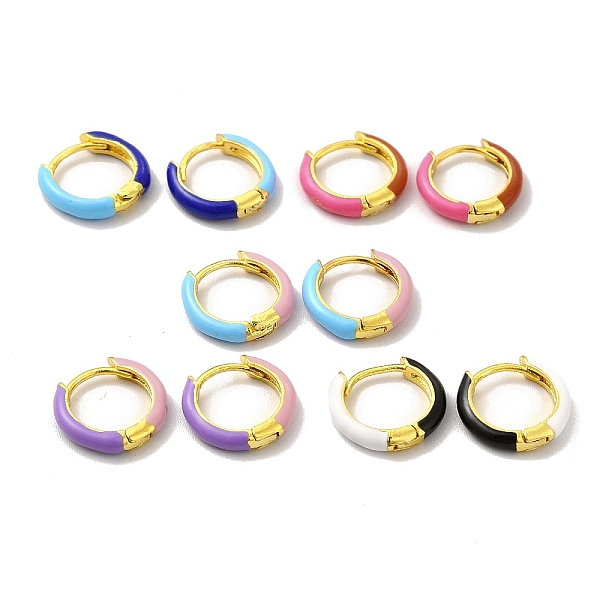 

PandaHall Classic Enamel Hoop Earrings, Real 18K Gold Plated Brass Jewelry for Women, Lead Free & Cadmium Free, Mixed Color, 12x2.5x13mm..., Multicolor