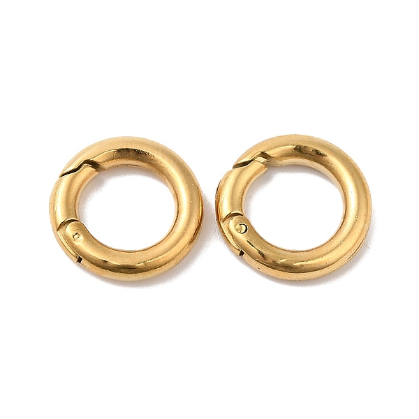 

PandaHall Ion Plating(IP) 304 Stainless Steel Spring Gate Ring, Real 14K Gold Plated, 12x2mm Stainless Steel
