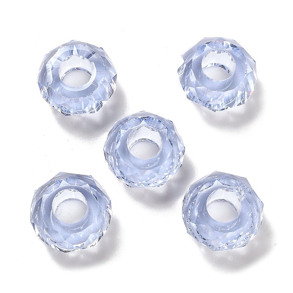 

PandaHall Transparent Resin European Beads, Large Hole Beads, Faceted, Rondelle, Lavender, 13.5x8mm, Hole: 5.5mm Resin Rondelle Purple