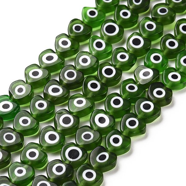 

PandaHall Handmade Evil Eye Lampwork Beads Strands, Heart, Green, 6~7x8x3mm, Hole: 1mm, about 47~49pcs/strand, 13.19~13.98 inch(33.5~35.5cm)...