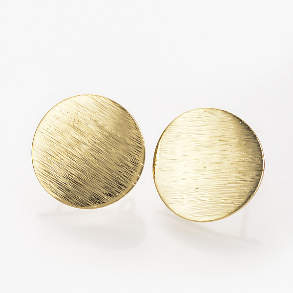 

PandaHall Ear Stud Findings, with Loop, Nickel Free, Real 18K Gold Plated, Flat Round, 15mm, Hole: 2mm, Pin: 0.8mm Brass Flat Round