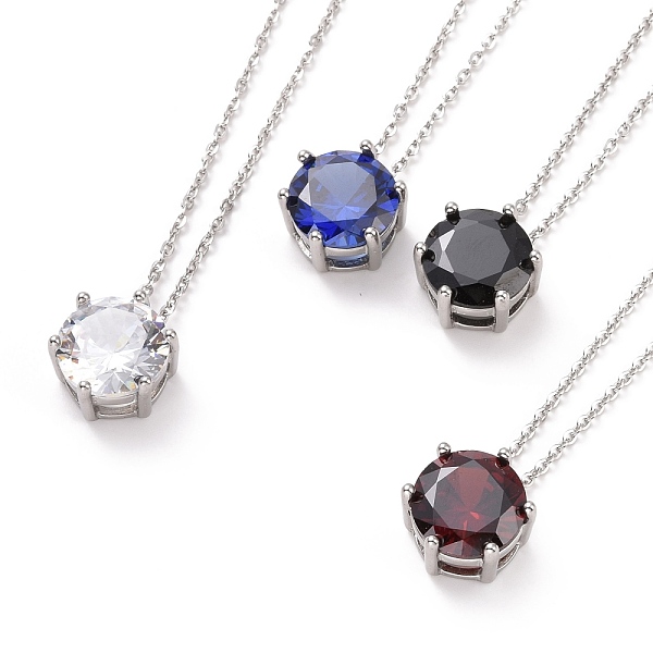 

PandaHall Flat Round Cubic Zirconia Pendant Necklace, Stainless Steel Color Plated 304 Stainless Steel Jewelry for Women, Mixed Color, 17.52..., Multicolor