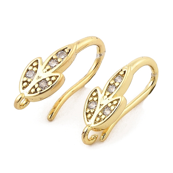 

PandaHall Brass with Cubic Zirconia Earring Hooks, Ear Wire, Leaf, Real 18K Gold Plated, 18 Gauge, 16x5.5x8.5mm, Hole: 1.2mm, Pin: 1mm..., Clear