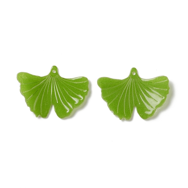 

PandaHall Opaque Resin Pendants, Ginkgo Leaf, Lawn Green, 21.5x29x2mm, Hole: 1mm Resin Leaf