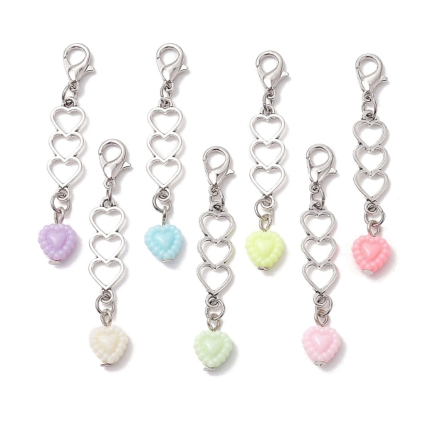 

PandaHall Heart Acrylic Pendant Decorations, Alloy Lobster Claw Clasps Charm for Bag Key Chain Ornaments, Mixed Color, 50x8.5x4.5mm Acrylic..., Multicolor