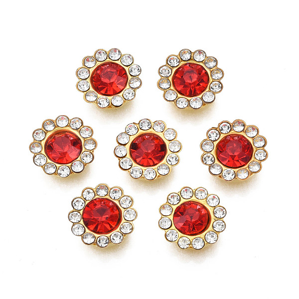 

PandaHall Sew on Rhinestone, Transparent Glass Rhinestone, with Iron Prong Settings, Faceted, Flower, Light Siam, 12x5mm, Hole: 1.2mm Glass..., Red