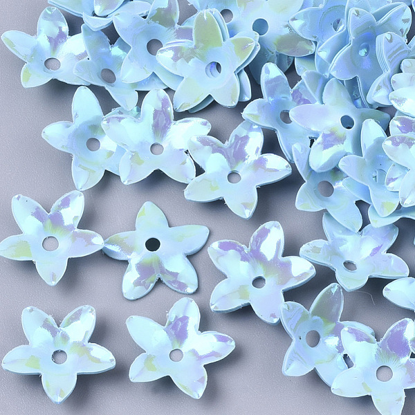 

PandaHall Ornament Accessories, PVC Plastic Paillette/Sequins Beads, AB Color Plated, Flower, Sky Blue, 12.5x12x3mm, Hole: 1.8mm, about...