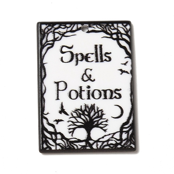 

PandaHall Double-sided Printed Acrylic Pendants, Magic Theme Charm, Rectangle, 36.5x26x2.2mm, Hole: 1.8mm Acrylic Tree of Life Black