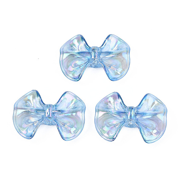 

PandaHall Transparent Acrylic Beads, Rainbow Color Plated, Bowknot, Cornflower Blue, 23x31x9mm, Hole: 2.5mm Acrylic Bowknot
