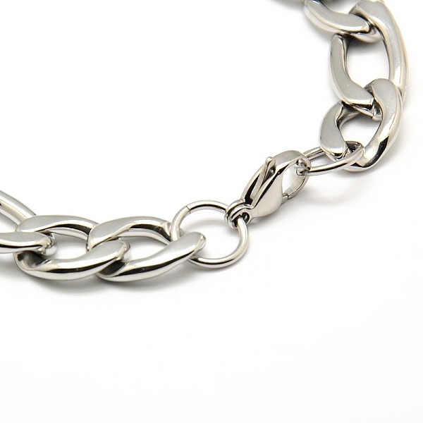 

PandaHall Trendy 304 Stainless Steel Figaro Chain Bracelets, with Lobster Claw Clasps, Stainless Steel Color, 8-5/8 inch(220mm), 12mm 304...