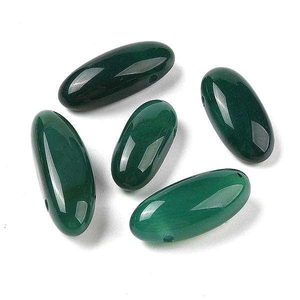 

PandaHall Natural Agate(Dyed & Heated) Beads, Oval, Top Drilled, Dark Green, 24.5~42x10.5~14.5x8.5~13.5mm, Hole: 2mm Natural Agate Oval