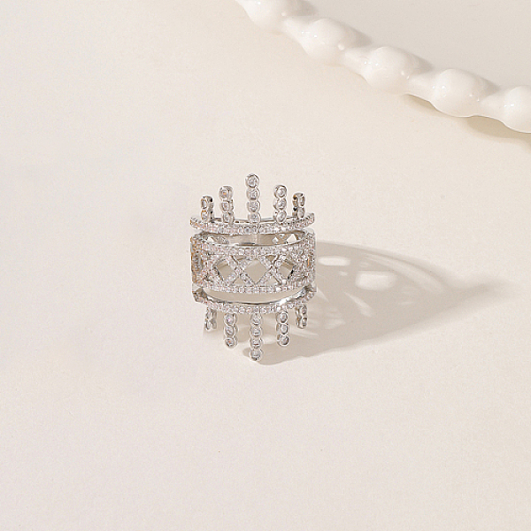 

PandaHall Hollow Brass Micro Pave Clear Cubic Zirconia Wide Band Rings, Platinum, US Size 8(18.1mm) Brass+Cubic Zirconia Clear