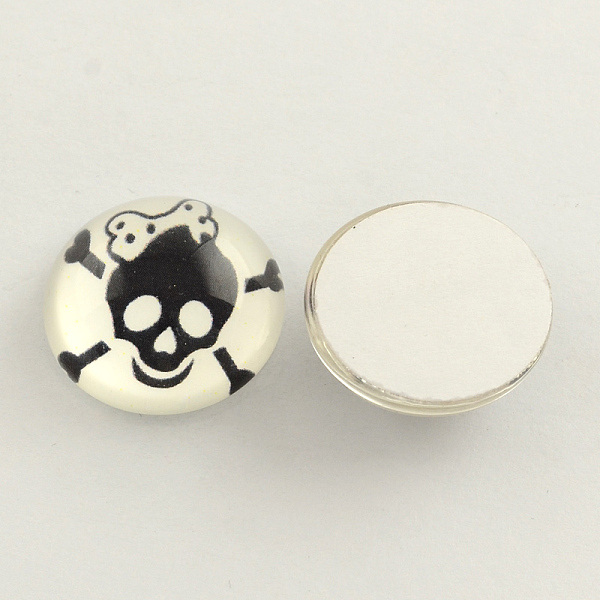 Totenkopf-Muster Bedruckten Glashalbrund Cabochons