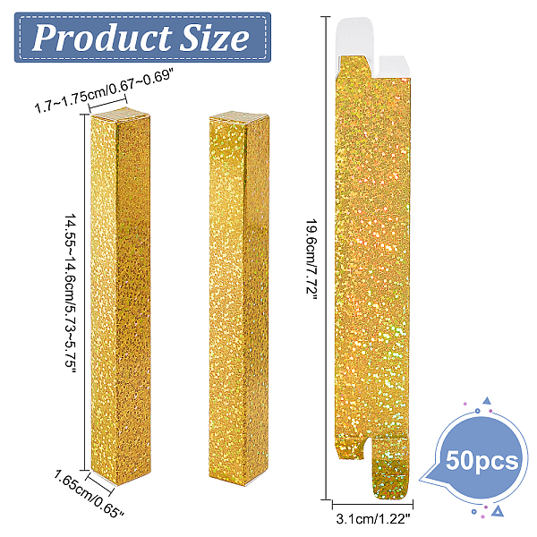

PandaHall Foldable Paper Eye Liner Bottle, Packing Box, Rectangle, Gold, 14.55~14.6x1.65x1.7~1.75cm, Unfold: 19.6x3.1x0.15~0.2cm Paper...