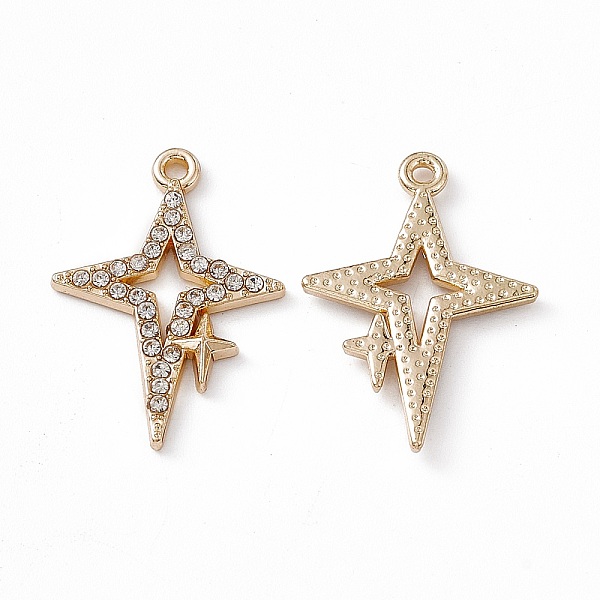 

PandaHall Alloy Rhinestone Pendants, Star Charm, Light Gold, Crystal, 23x16.5x2mm, Hole: 1.4mm Alloy+Rhinestone Star Clear
