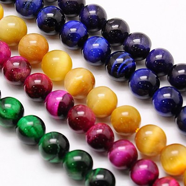 

PandaHall Natural Tiger Eye Beads Strands, Dyed & Heated, Round, Mixed Color, 8mm, Hole: 1mm, about 48pcs/strand, 15.75 inch Tiger Eye Round..., Multicolor