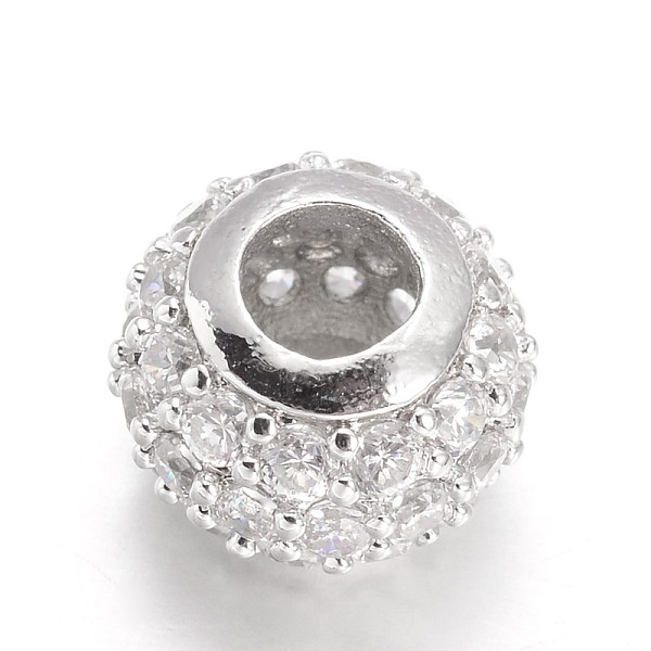 

PandaHall Rondelle Brass Micro Pave Cubic Zirconia Beads, Large Hole Beads, Mixed Color, 8x6mm, Hole: 3mm Brass+Cubic Zirconia Rondelle