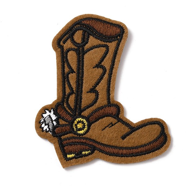 

PandaHall Non-Woven Fabrics Computerized Embroidery Cloth Iron on/Sew on Patches, Costume Accessories, Boot, Peru, 80x70x1.5mm Cloth Shoes..., Brown