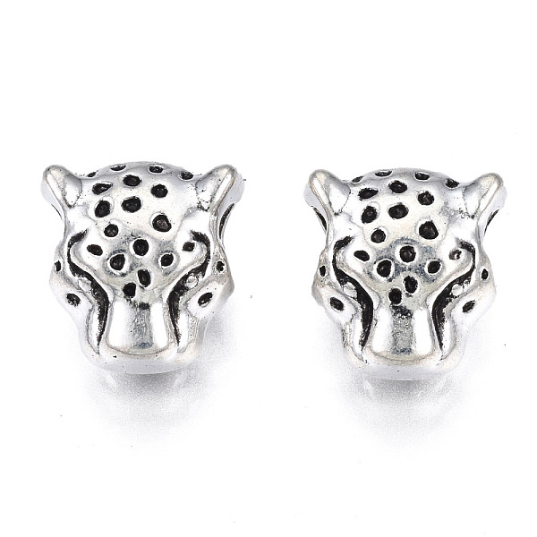 

PandaHall Tibetan Style Alloy European Beads, Cadmium Free & Lead Free, Large Hole Beads, Leopard Head, Antique Silver, 12x11.5x5mm, Hole...