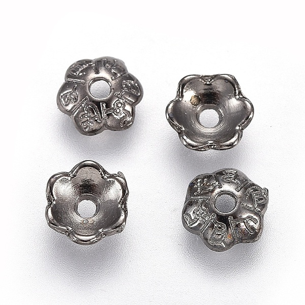 

PandaHall 6-Petal Tibetan Style Alloy Flower Bead Caps, Cadmium Free & Lead Free, Gunmetal, 6x2mm, Hole: 1mm Alloy