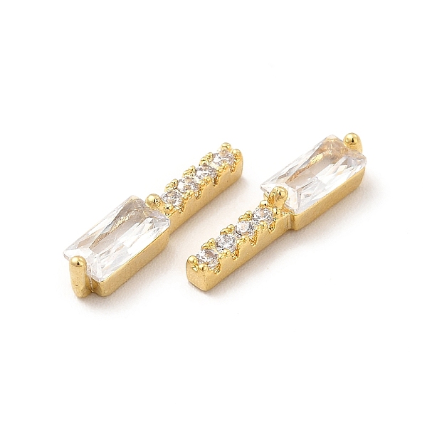 

PandaHall Brass Micro Pave Cubic Zirconia Cabochons, with Glass, Nail Art Decorations, Rectangle, 13.5x3x3mm Brass Rectangle Clear