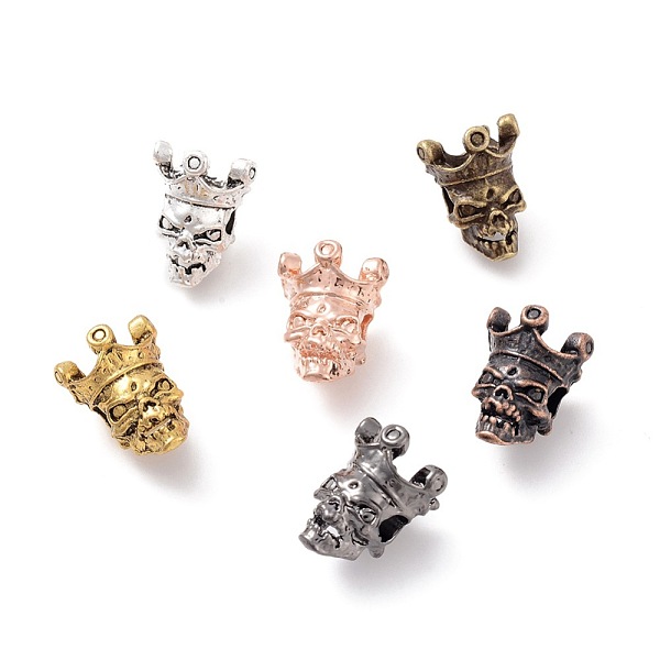 

PandaHall Tibetan Style Alloy Beads, Skull Head, Mixed Color, 13x10.5x9.5mm, Hole: 3mm Alloy Skull
