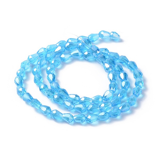 

PandaHall Electroplate Glass Beads Strands, AB Color Plated, Faceted Teardrop, Sky Blue, 7x5mm, about 65~67pcs/strand, 18~18.5 inch...