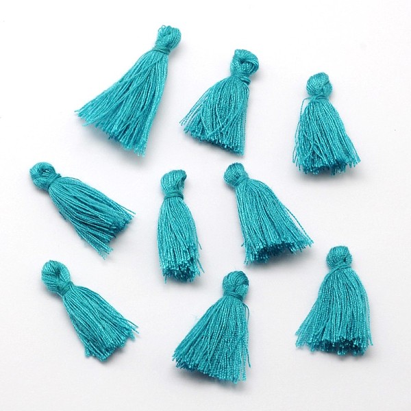 

PandaHall Cotton Thread Tassels Pendant Decorations, Teal, 25~31x5mm, about 39~47pcs/bag Cotton Cyan