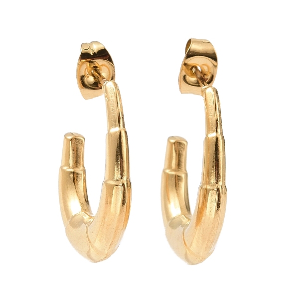 

PandaHall Ion Plating(IP) 304 Stainless Steel Croissant Stud Earrings, Half Hoop Earrings for Women, Golden, 23x17x4mm, Pin: 0.9mm 304...