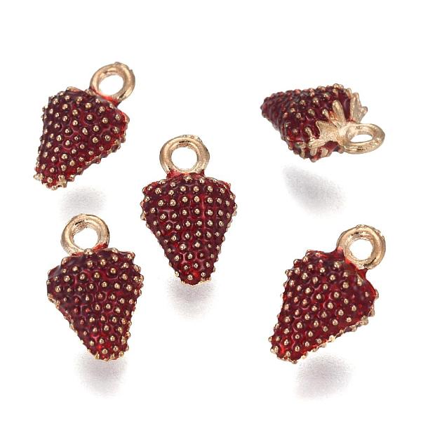 

PandaHall Alloy Enamel Pendants, Strawberry, Light Gold, Red, 16x9.5x7mm, Hole: 2mm Alloy+Enamel Fruit Red