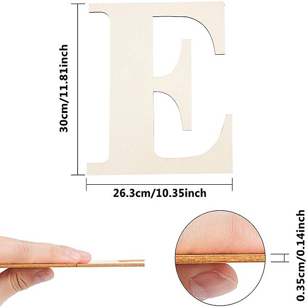 文字 E の形の未完成の木材のスライス