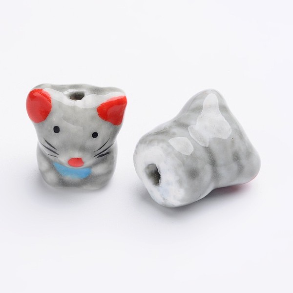 

PandaHall Handmade Porcelain Beads, Famille Rose Porcelain, Twelve Chinese Zodiac Signs, Mouse, 17x16x13mm, Hole: 2~3mm Porcelain Mouse Gray